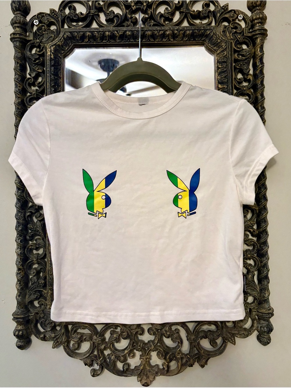 Playboy Misguided Baby Tee - Brazil Flag Colors